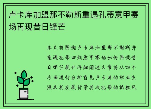 卢卡库加盟那不勒斯重遇孔蒂意甲赛场再现昔日锋芒 卢卡库加盟那不勒斯重遇孔蒂意甲赛场再现昔日锋芒